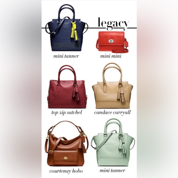 COACH Legacy Penny Blue Perforated Crossbody With Turnlock and Yellow Tassels - Picture 9 of 10